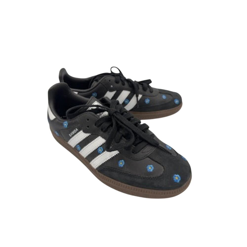 Adidas Black Floral Embroidered Samba Sneakers Size 7